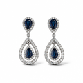 Orecchini in Argento 925 Doppia Goccia con Zirconi Blu e Bianchi 26 mm | CM Silver Jewels
