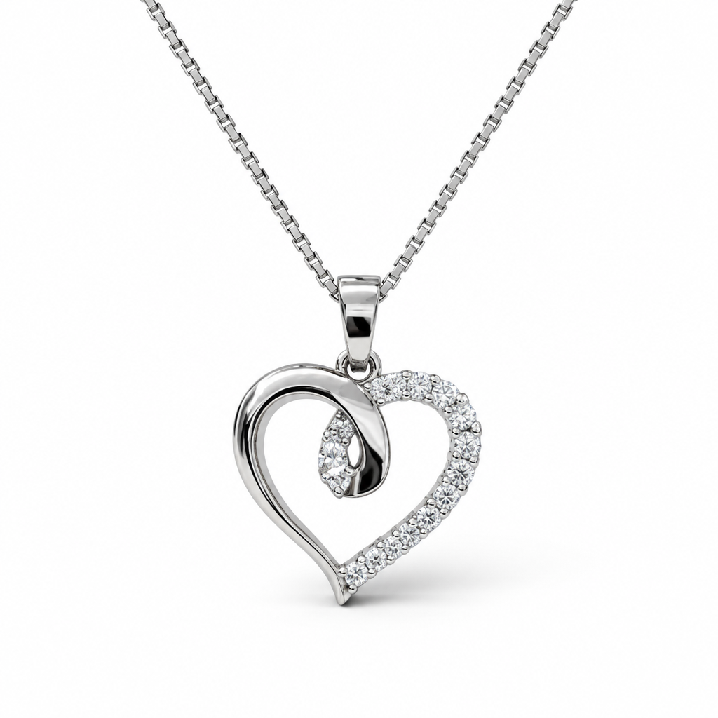 925 Sterling Silver Necklace with Heart Pendant – 45 cm | CM Silver Jewels
