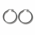 18 kt White Gold Smooth Hoop Earrings 25 × 2 mm | CM Silver Jewels
