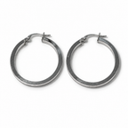 18 kt White Gold Smooth Hoop Earrings 25 × 2 mm | CM Silver Jewels