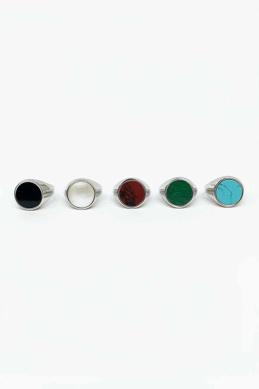 Anello Chevalier in Argento 925 con Pietra Naturale – 5 Colori, Misura Regolabile | CM Silver Jewels