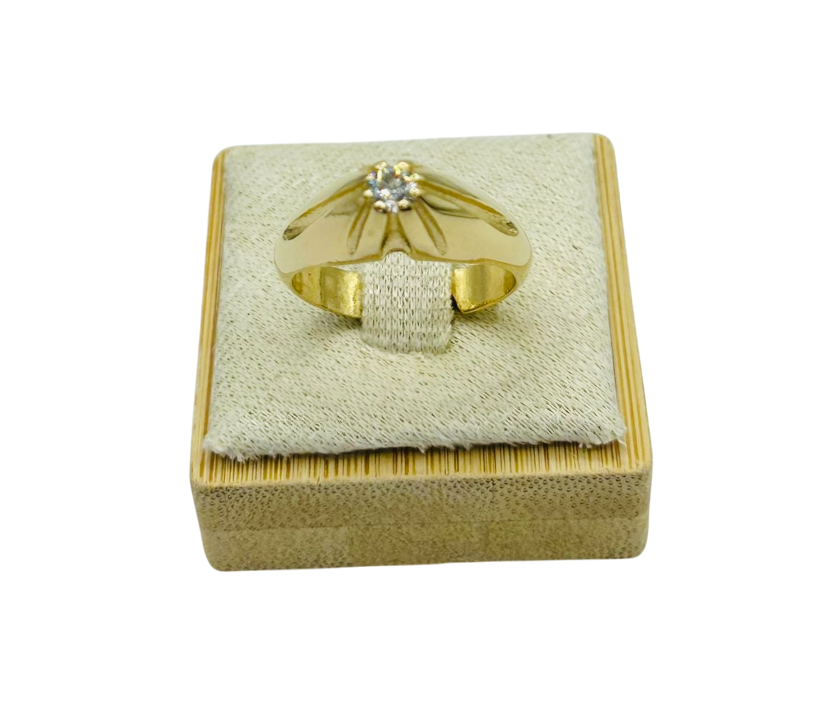 Anello Uomo in Argento 925 Placcato Oro – Stile con Pietra Bianca o Nera