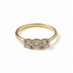 Anello Trilogy in Oro Giallo 18 Carati con Zirconi – Misura 14 | CM Silver Jewels
