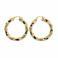 Orecchini a Cerchio Torsadé con Incisione Meandro in Oro 18 Carati – 35 mm | CM Silver Jewels