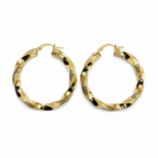 Orecchini a Cerchio Torsadé con Incisione Meandro in Oro 18 Carati – 35 mm | CM Silver Jewels