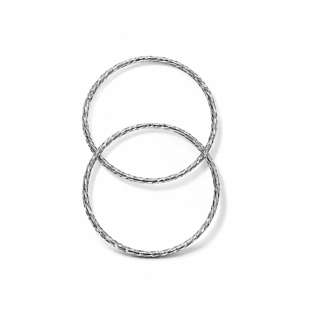 Orecchini a Cerchio in Argento 925 Diamantati – 43 mm | CM Silver Jewels