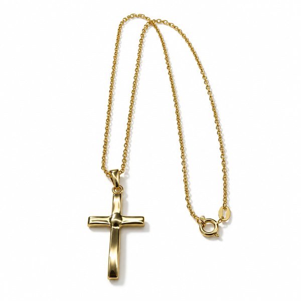 Collana in Argento 925 Placcato Oro 24 Carati con Croce 42 cm | CM Silver Jewels