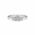 Bague trilogie en or blanc 18 carats avec trois diamants – Taille 14 | CM Silver Jewels
