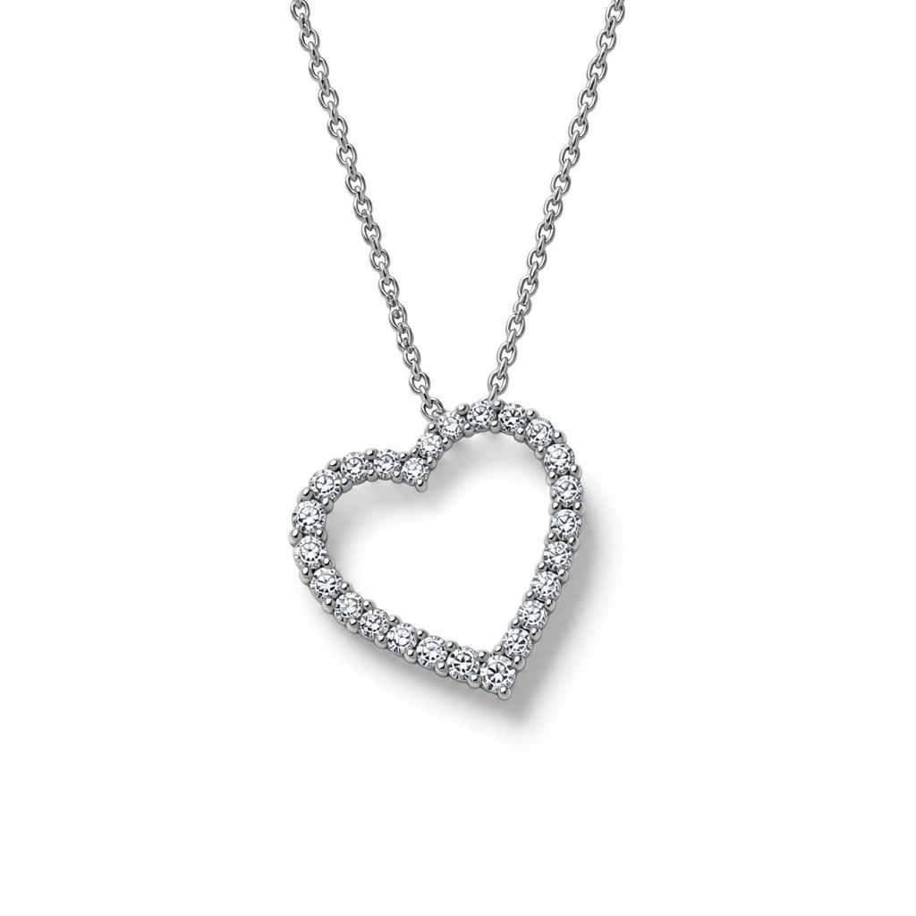 Collana in Argento 925 con Cuore Trasversale e Zirconi 45 cm | CM Silver Jewels