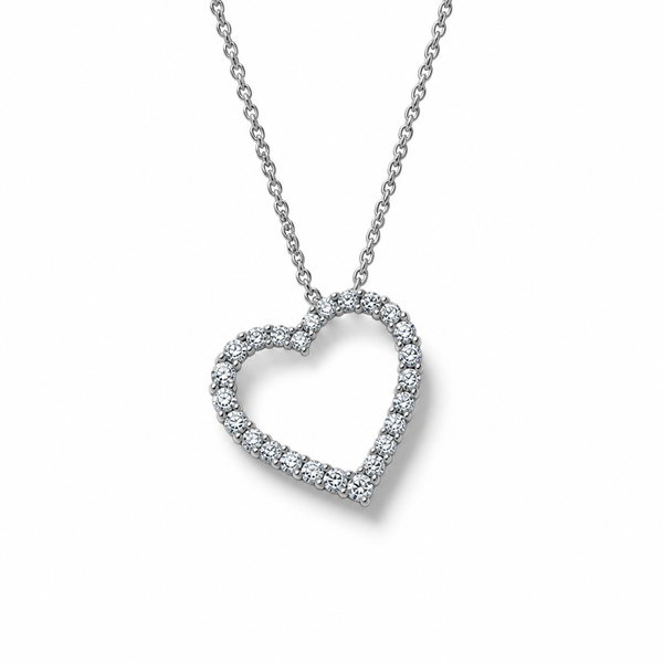 Collana in Argento 925 con Cuore Trasversale e Zirconi 45 cm | CM Silver Jewels