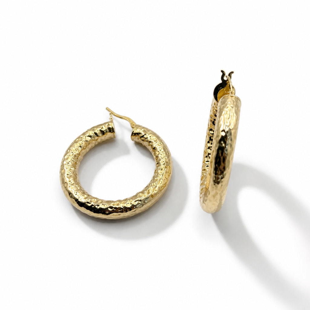 Boucles d'Oreilles Argent 925 Plaqué Or 24 kt – Largeur 36 mm | CM Silver Jewels