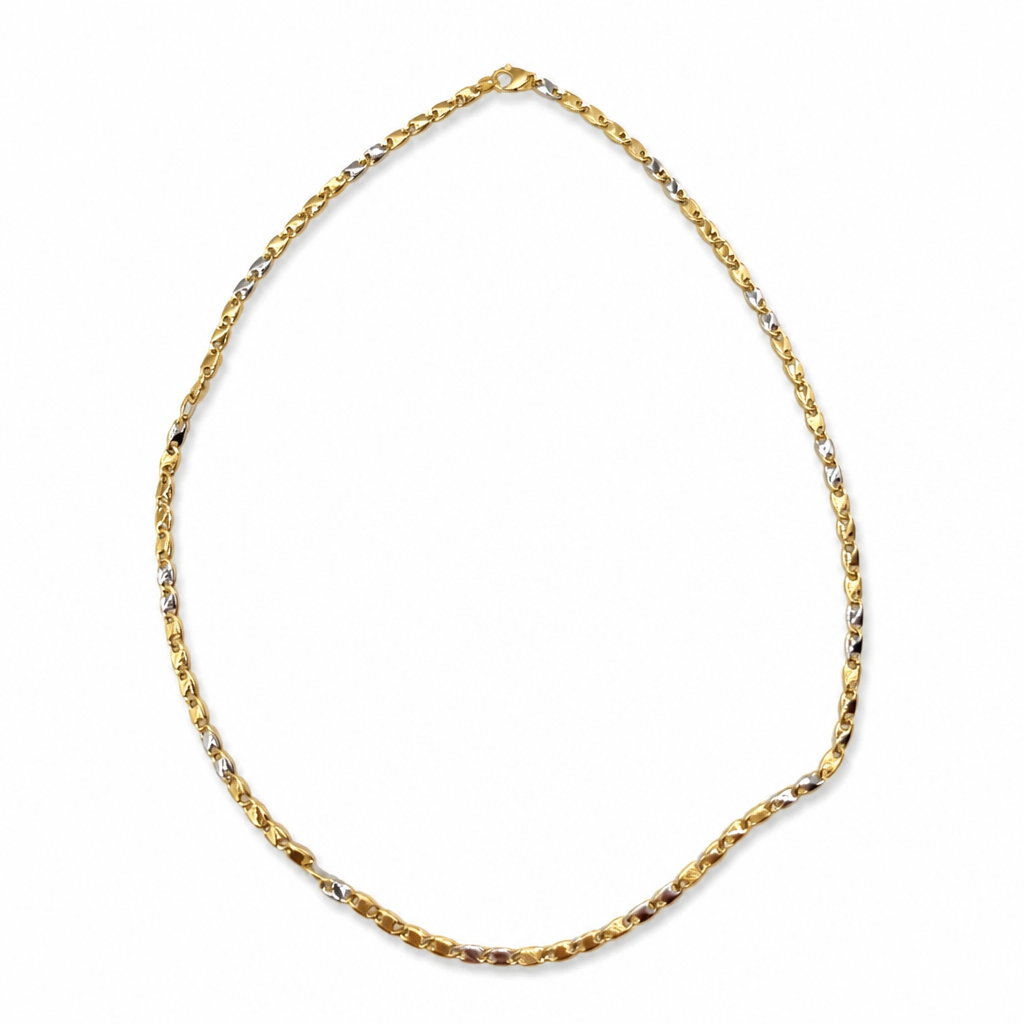 Collana Girocollo Bicolore Maglia Larga in Oro 18 Carati – 50 cm | CM Silver Jewels
