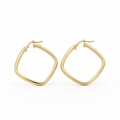 Orecchini a Cerchio Quadrato in Oro 18 Carati – 30 mm, Spessore 4 mm | CM Silver Jewels