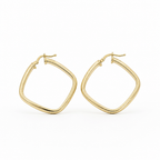 Orecchini a Cerchio Quadrato in Oro 18 Carati – 30 mm, Spessore 4 mm | CM Silver Jewels