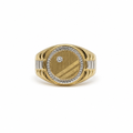 Anello Sigillo Tondo Uomo in Oro 18k Bicolore con Diamante – Misura 26 | CM Silver Jewels