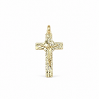 Crocifisso in Oro 18kt Giallo Diamantato con Cristo – 45×20mm | CM Silver Jewels