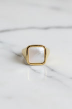 Anello Chevalier Uomo in Argento 925 Dorato con Pietra Naturale – 3 Colori, Misura Regolabile | CM Silver Jewels