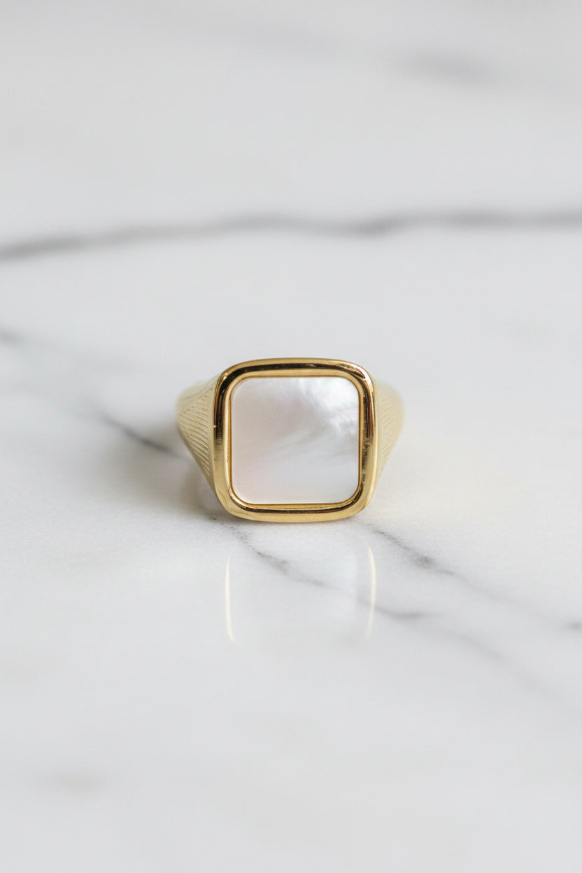 Anello Chevalier Uomo in Argento 925 Dorato con Pietra Naturale – 3 Colori, Misura Regolabile | CM Silver Jewels