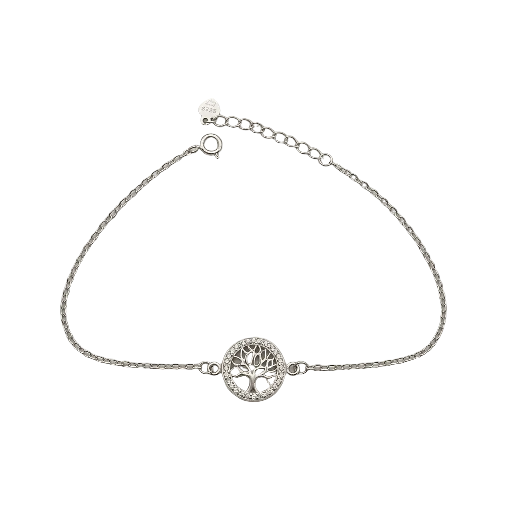 Bracelet Femme en Argent 925 Arbre de Vie avec Zircons – 20 cm Réglable | CM Silver Jewels