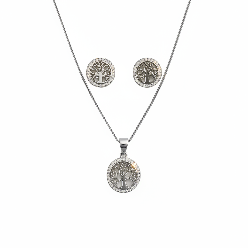 Set Collana e Orecchini Albero della Vita in Argento 925 – Collana 45cm | CM Silver Jewels
