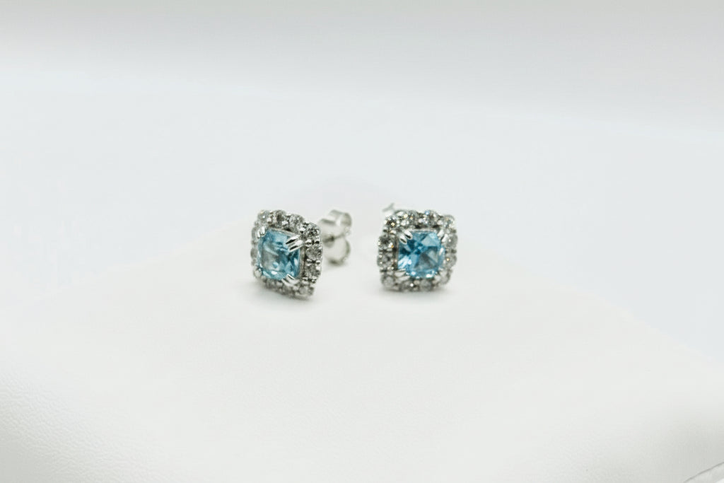 Orecchini Donna in Argento 925 con Pietra Azzurra e Zirconi – Eleganza Luminosa Senza Tempo