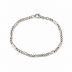 Bracciale Unisex in Argento 925 con Tubolari Rigati e Sfere Alternate – 19 cm | CM Silver Jewels