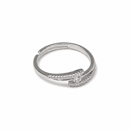 Anello Argento 925 Design Incrociato con Zircone Centrale