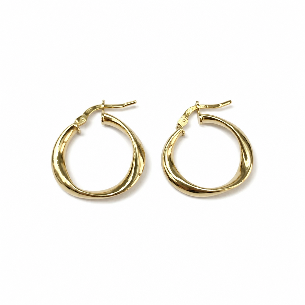 925 Silver Hoop Earrings with Yellow Gold Plated Finish – 2 cm | Elegant and Luminous