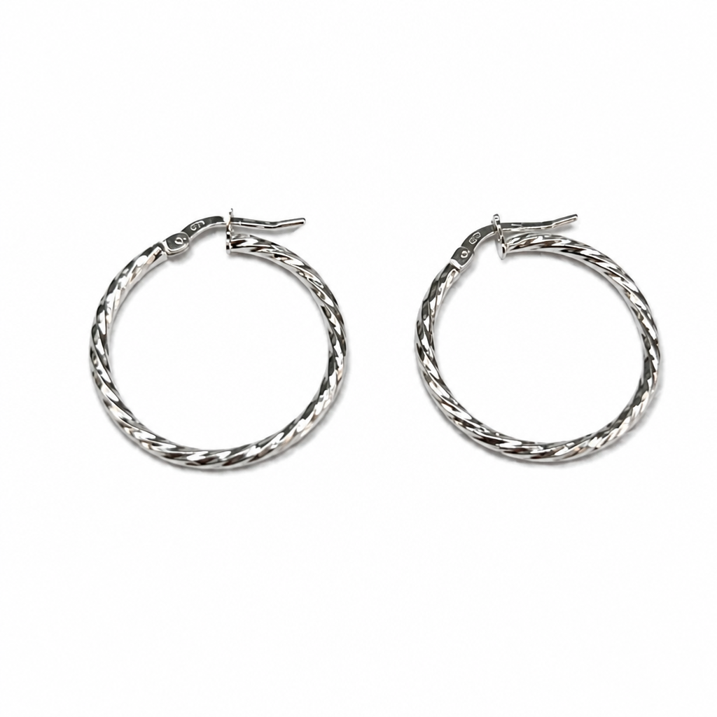 925 Silver Twisted Hoop Earrings – Timeless Luminous Elegance