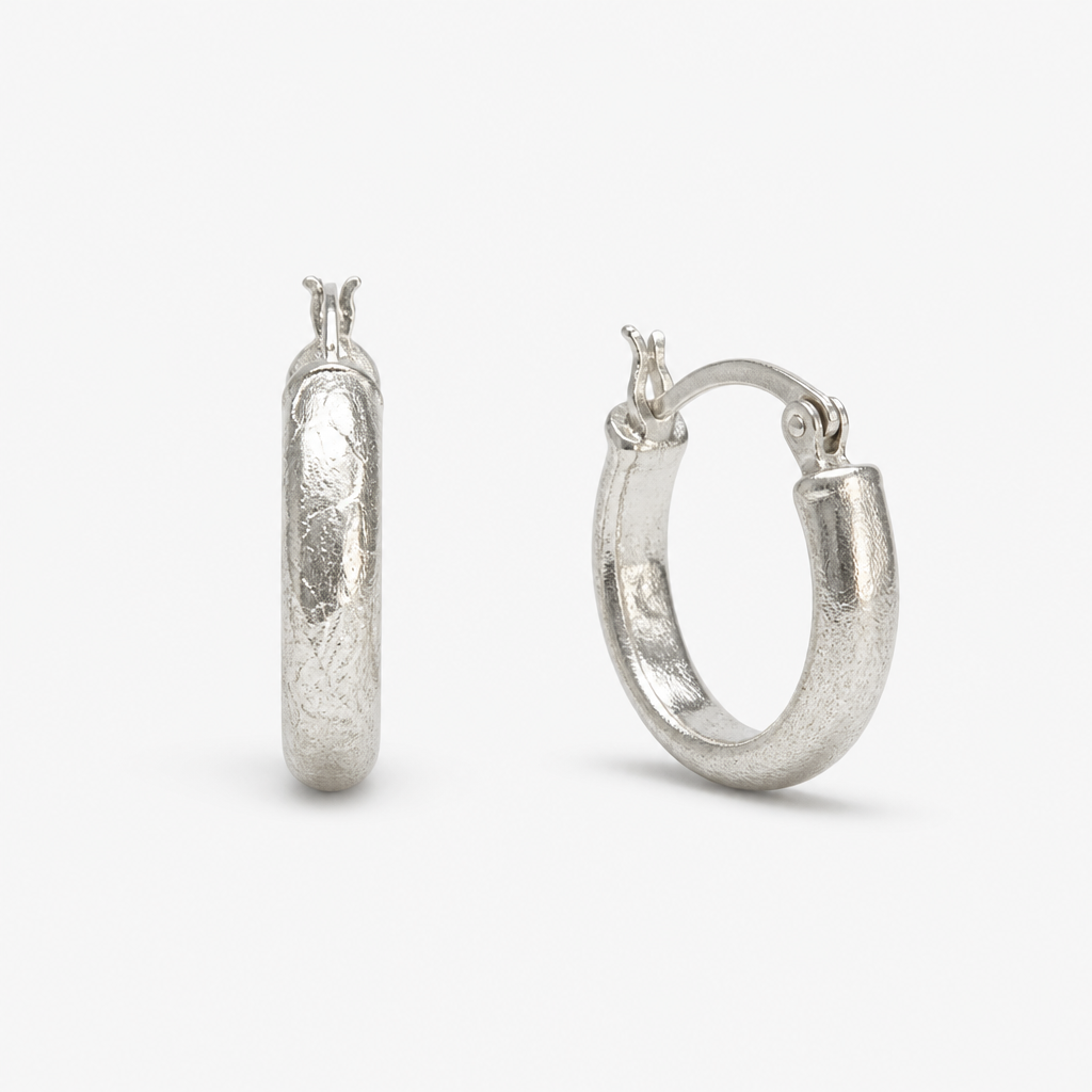 Orecchini a Cerchio Bombati in Argento 925 Satinato – 2,5 cm | CM Silver Jewels