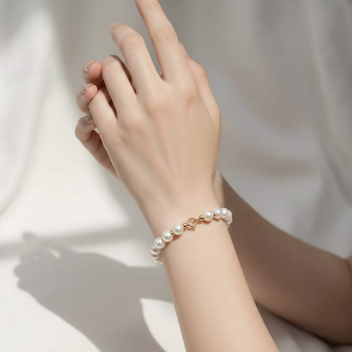 Bracciale Riflessi di Perla con Dettagli Argentati 18 cm | CM Silver Jewels