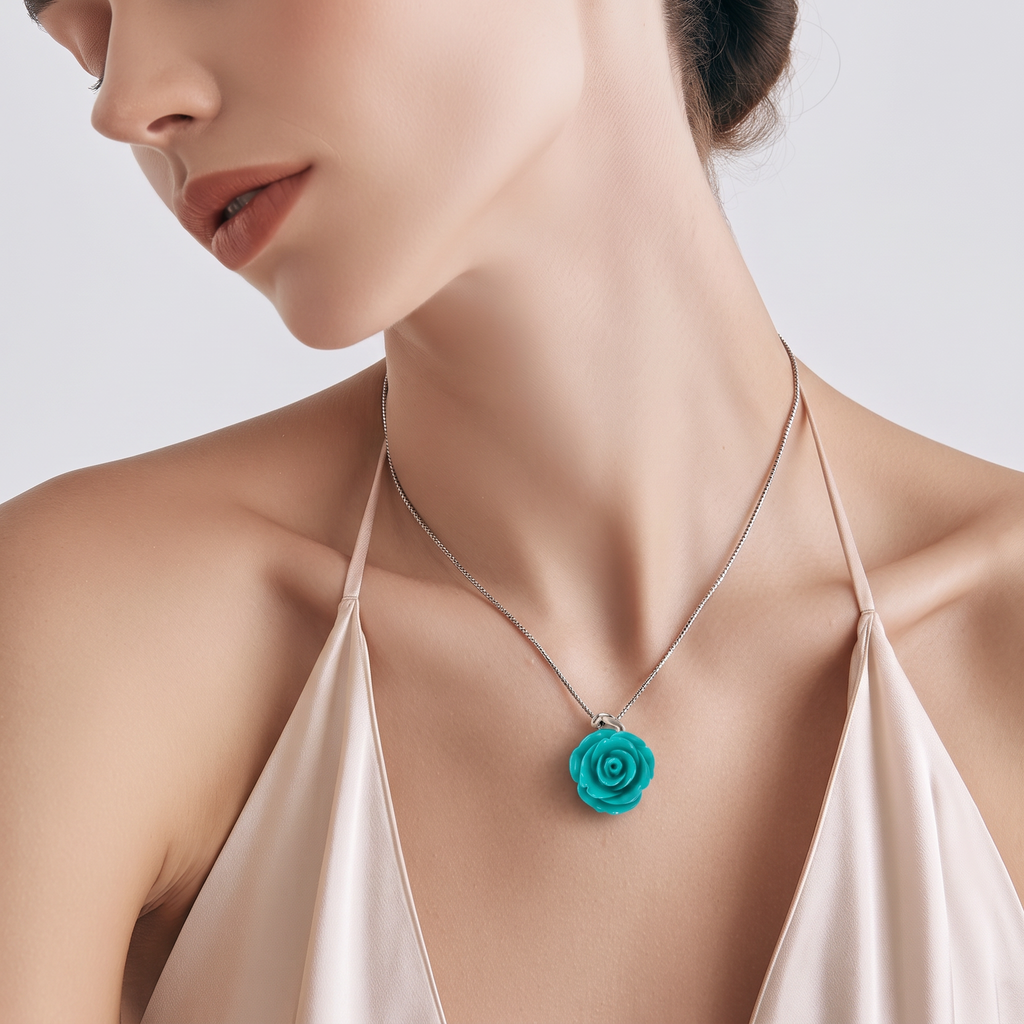 NECKLACE WITH PINK TURQUOISE PASTE