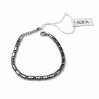 Bracciale Uomo Aqua in Acciaio Rodiato con Ematite Nera e PVD Blu – 21 cm | CM Silver Jewels