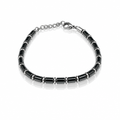 Bracciale Uomo Aqua in Acciaio Rodiato con Ematite Nera e PVD Blu – 21 cm | CM Silver Jewels