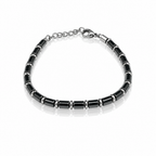 Bracciale Uomo Aqua in Acciaio Rodiato con Ematite Nera e PVD Blu – 21 cm | CM Silver Jewels