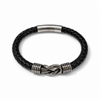 Bracciale Uomo Aqua in Pelle e Acciaio con Chiusura a Gancio – 21 cm | CM Silver Jewels