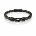 Bracciale Uomo Aqua in Pelle e Acciaio con Chiusura a Gancio – 21 cm | CM Silver Jewels