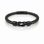 Bracciale Uomo Aqua in Pelle e Acciaio con Chiusura a Gancio – 21 cm | CM Silver Jewels