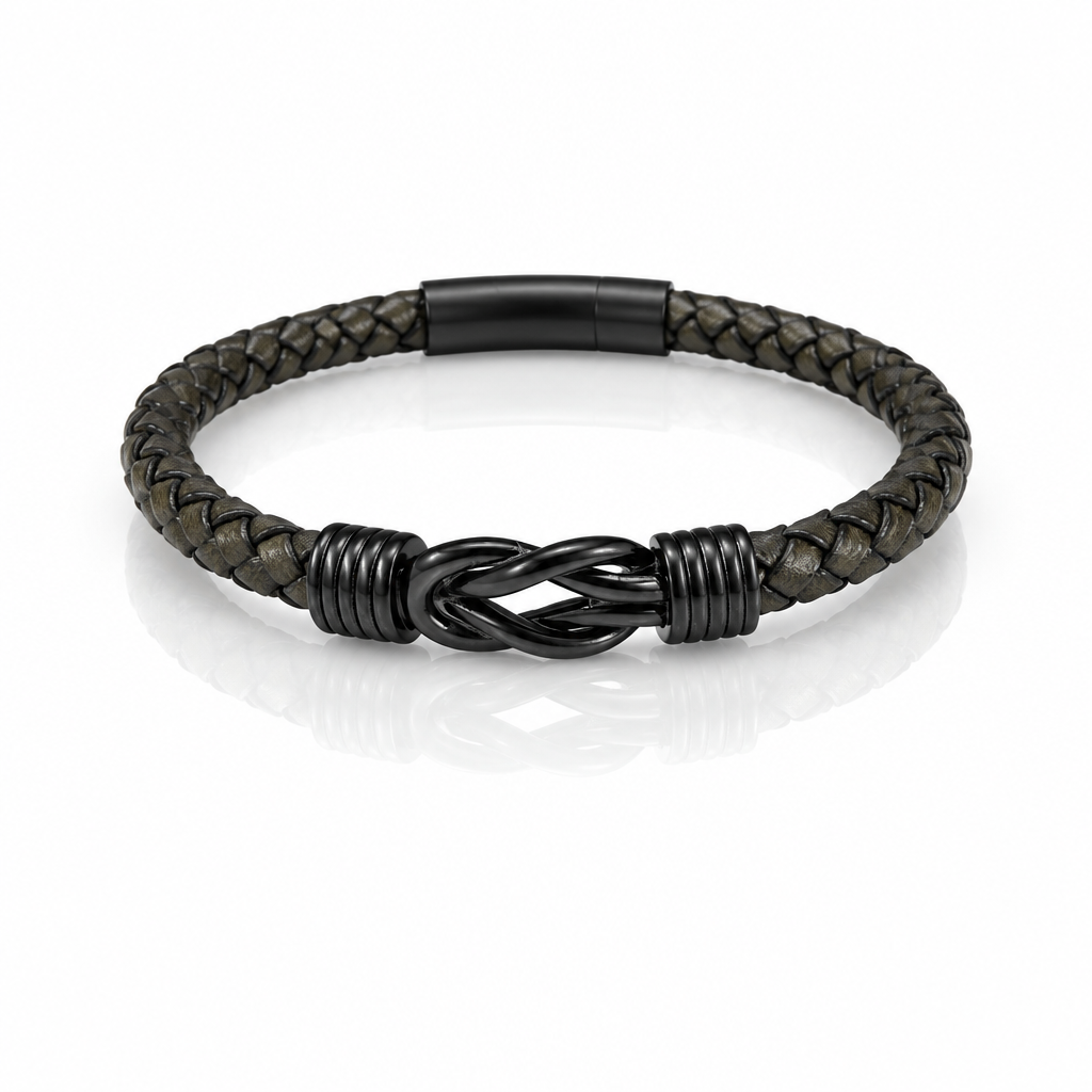 Bracciale Uomo Aqua in Pelle e Acciaio con Chiusura a Gancio – 21 cm | CM Silver Jewels