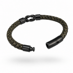 Bracciale Uomo Aqua in Pelle e Acciaio con Chiusura a Gancio – 21 cm | CM Silver Jewels