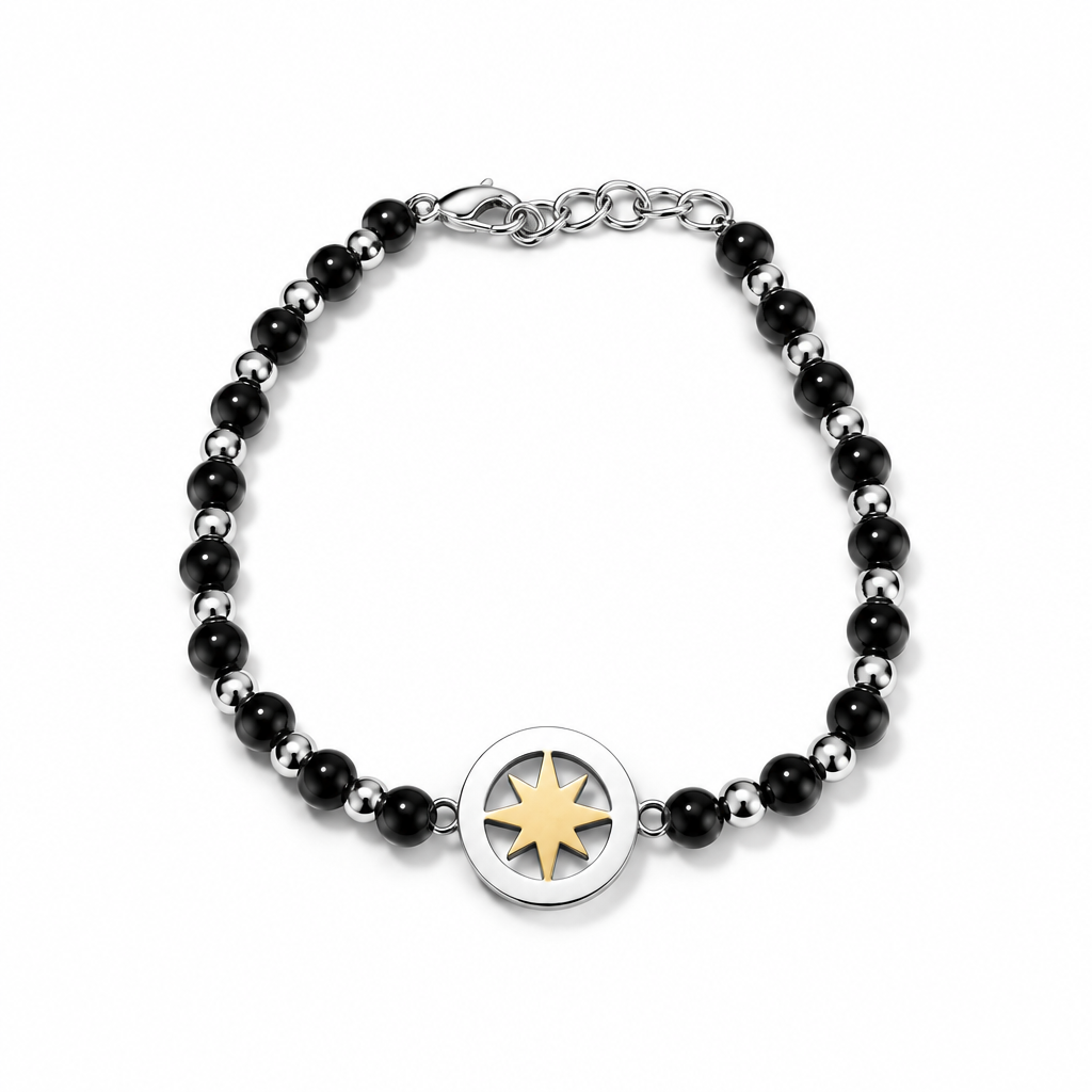 Bracciale Uomo Aqua in Acciaio con Rosa dei Venti – 21 cm | CM Silver Jewels