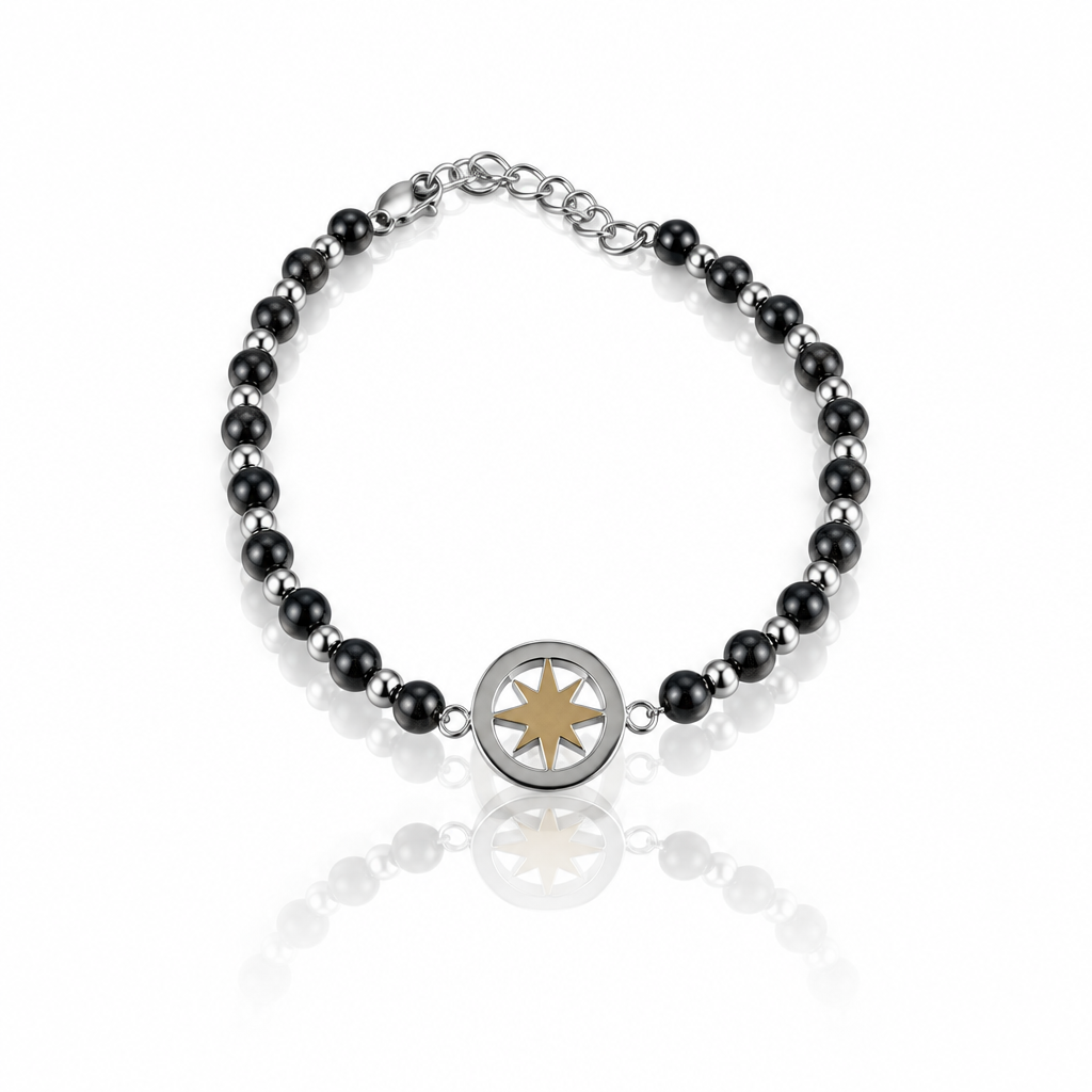 Bracciale Uomo Aqua in Acciaio con Rosa dei Venti – 21 cm | CM Silver Jewels