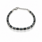 Bracciale Uomo Aqua in Acciaio con Elementi Grigi e Neri – 21 cm | CM Silver Jewels