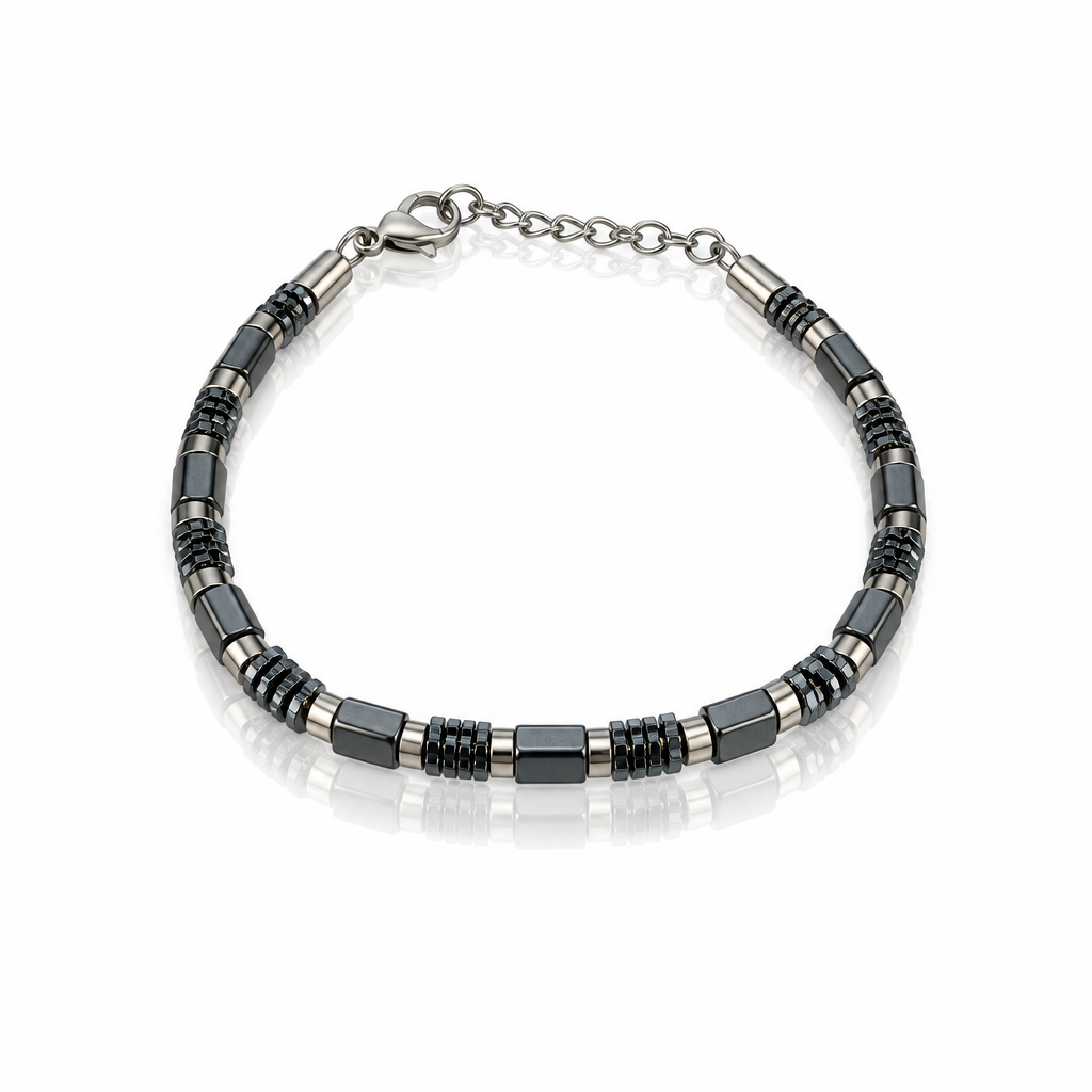 Bracciale Uomo Aqua in Acciaio con Elementi Grigi e Neri – 21 cm | CM Silver Jewels