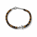Bracciale Uomo Aqua in Acciaio con Occhio di Tigre e Ancora – 22 cm | CM Silver Jewels
