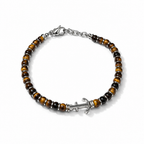Bracciale Uomo Aqua in Acciaio con Occhio di Tigre e Ancora – 22 cm | CM Silver Jewels