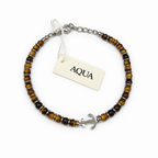Bracciale Uomo Aqua in Acciaio con Occhio di Tigre e Ancora – 22 cm | CM Silver Jewels