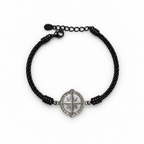 Bracciale Uomo Aqua in Acciaio Nero Intrecciato con Rosa dei Venti | CM Silver Jewels