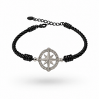 Bracciale Uomo Aqua in Acciaio Nero Intrecciato con Rosa dei Venti | CM Silver Jewels