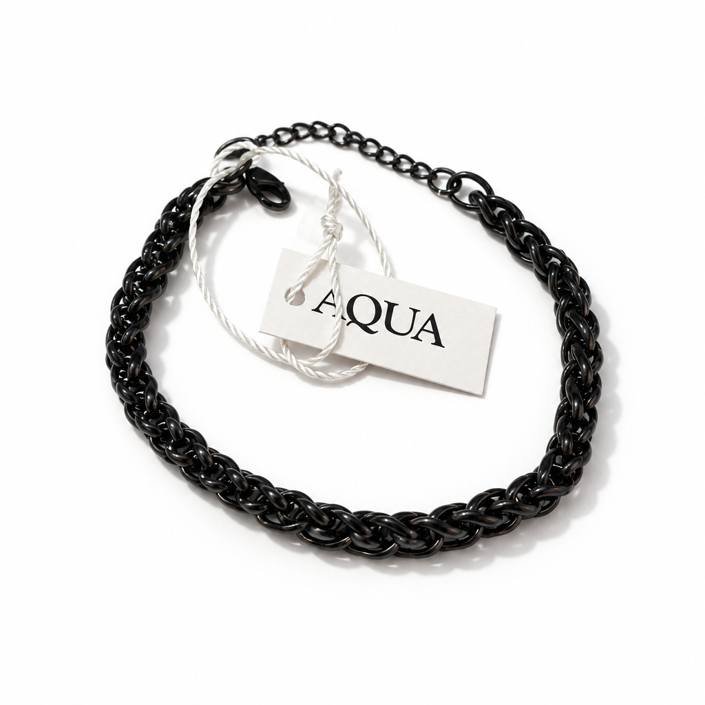 Bracciale Uomo Aqua in Acciaio Nero a Catena Spiga – 22 cm | CM Silver Jewels